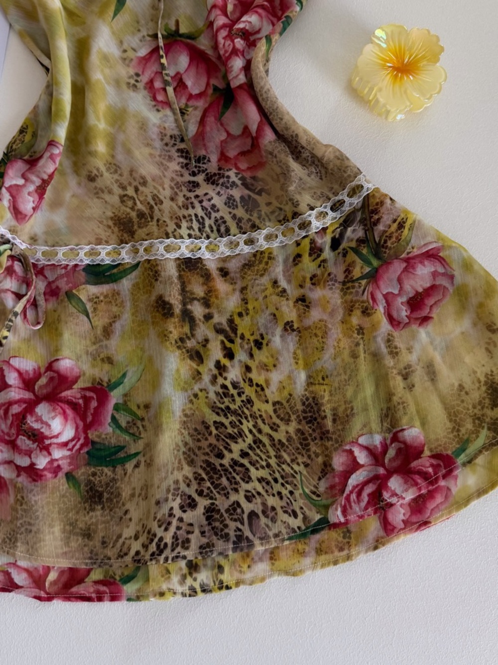 Princess Polly Yellow Floral & Leopard Print Slip Dress - Picture 6 of 7